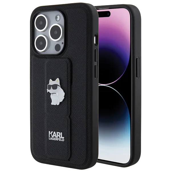 Custodia MagSafe per Apple iPhone 14 Pro, Karl Lagerfeld, Saffiano Gripstand Choupette, Nera - immagine 1