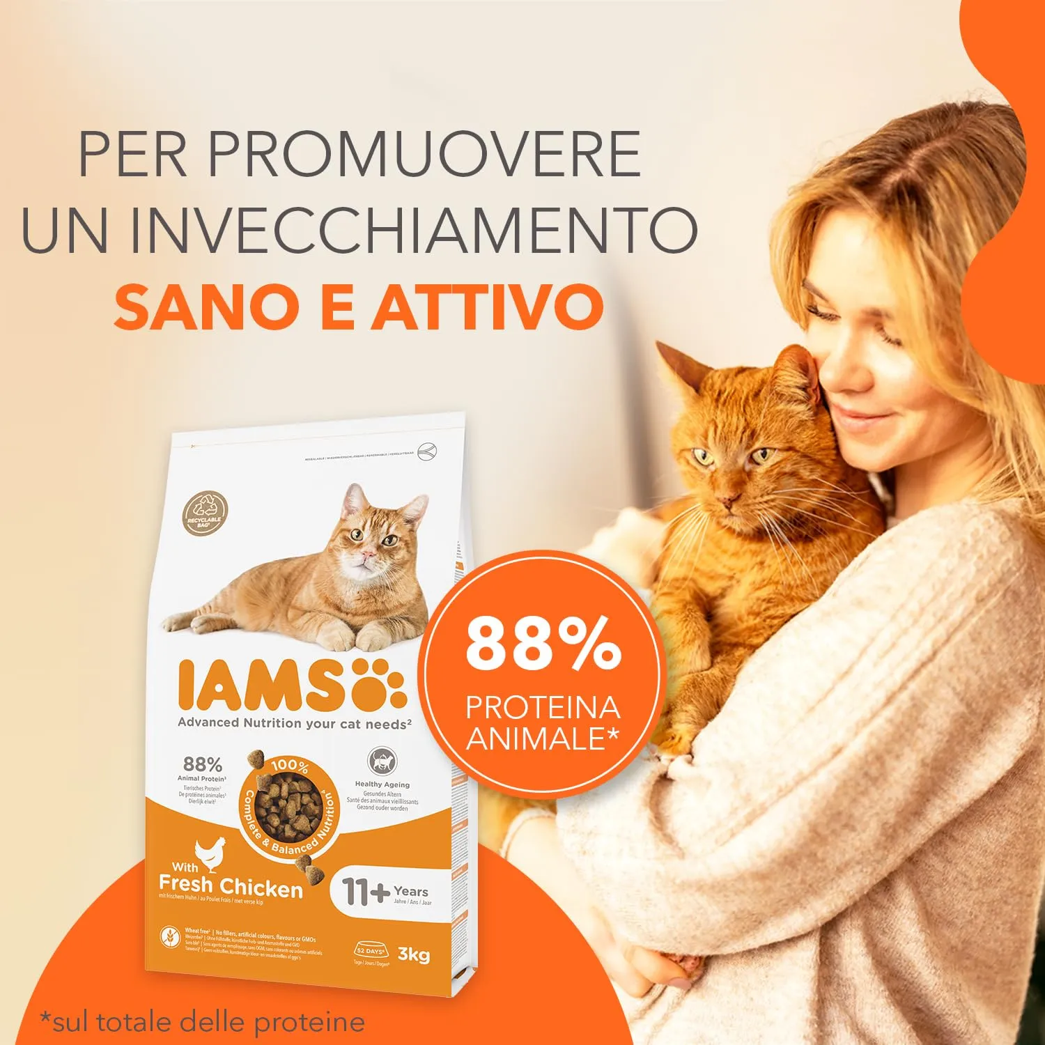IAMS Cibo secco per gatti anziani da 11 anni con pollo, 3 kg - immagine 2