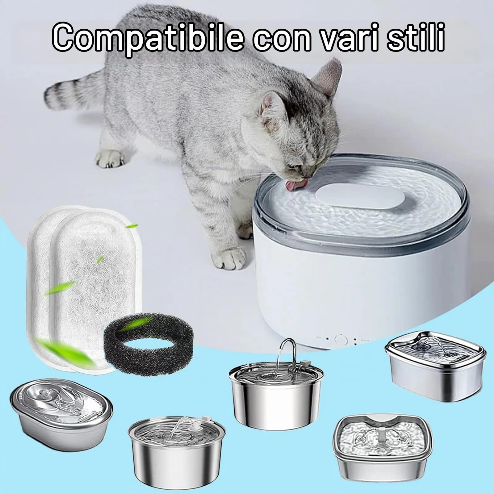 Filtri per Fontana per Gatti, 32 Pezzi Filtri Fontanella per Gatti, Filtro di Ricambio per Fontana, Filtri di Ricambio per Fontana per Gatti in Acciaio Inossidabile 108/3,2 L e 2 l Gatti e Cani - immagine 6
