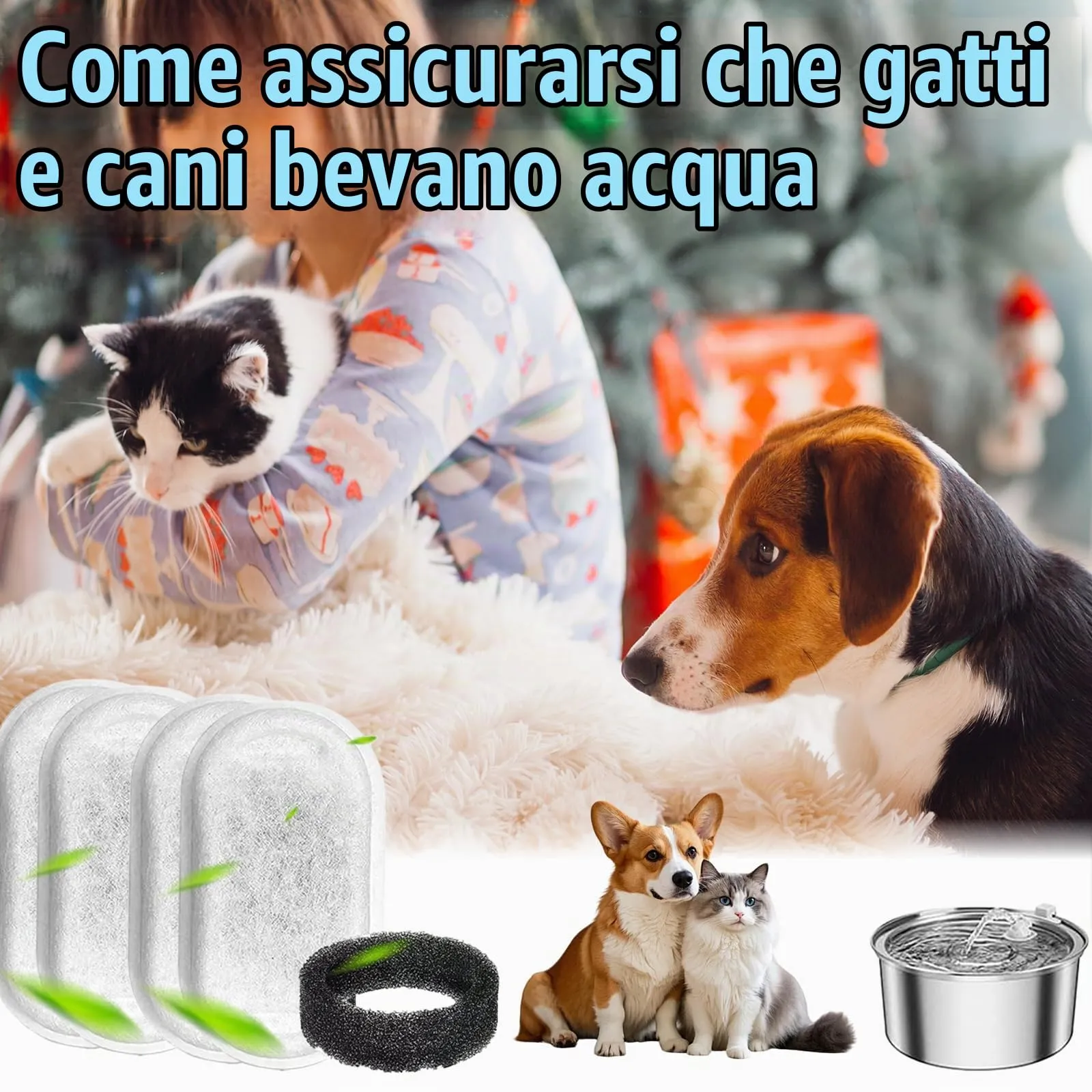 Filtri per Fontana per Gatti, 32 Pezzi Filtri Fontanella per Gatti, Filtro di Ricambio per Fontana, Filtri di Ricambio per Fontana per Gatti in Acciaio Inossidabile 108/3,2 L e 2 l Gatti e Cani - immagine 7