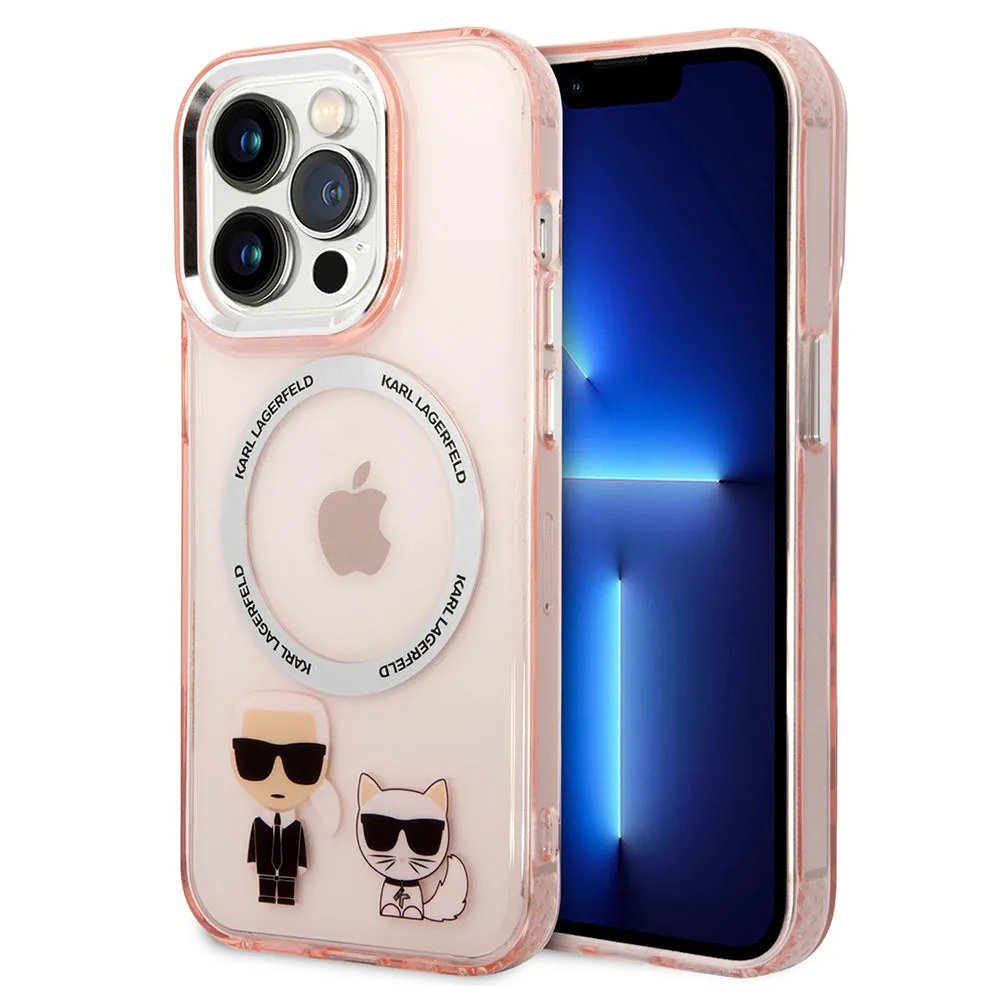 Custodia MagSafe per Apple iPhone 14 Pro, Karl Lagerfeld, Karl & Choupette Aluminium, Rosa - immagine 1