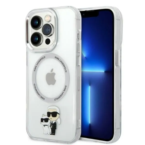 Custodia MagSafe per Apple iPhone 14 Pro, Karl Lagerfeld, Ikonik Karl & Choupette, Trasparente - immagine 1