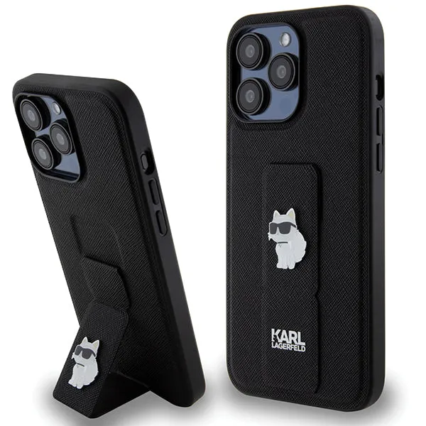 Custodia MagSafe per Apple iPhone 14 Pro Max, Karl Lagerfeld, Saffiano Gripstand Choupette, Nera - immagine 1