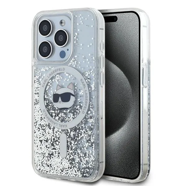 Custodia MagSafe per Apple iPhone 14 Pro Max, Karl Lagerfeld, Liquid Glitter Choupette's Head, Trasparente - immagine 1