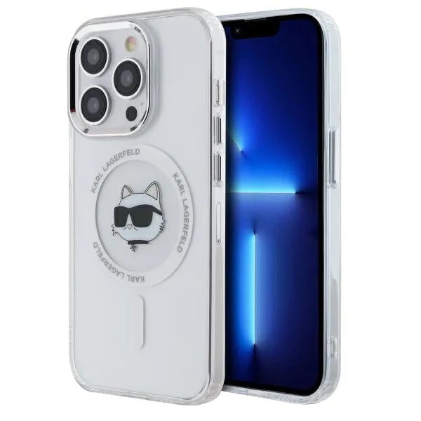 Custodia MagSafe per Apple iPhone 13 Pro Max, Karl Lagerfeld, IML Metal Choupette's Head, Bianca - immagine 1