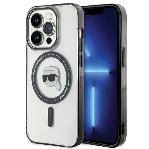 Custodia MagSafe per Apple iPhone 15 Pro Max, Karl Lagerfeld, IML Karl's Head, Trasparente - immagine 1