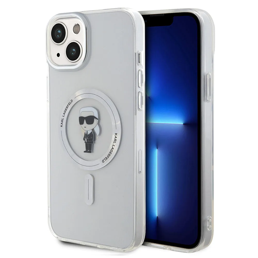 Custodia MagSafe per Apple iPhone 15 Plus, Karl Lagerfeld, IML Ikonik Karl, Trasparente - immagine 1