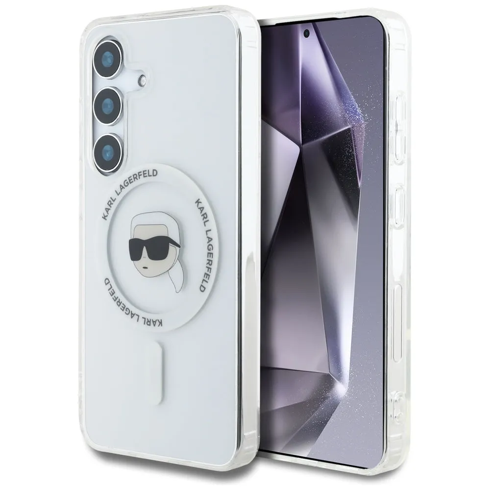 Custodia MagSafe per Samsung Galaxy S25 S931, Karl Lagerfeld, IML Karl's Head, Bianca - immagine 1