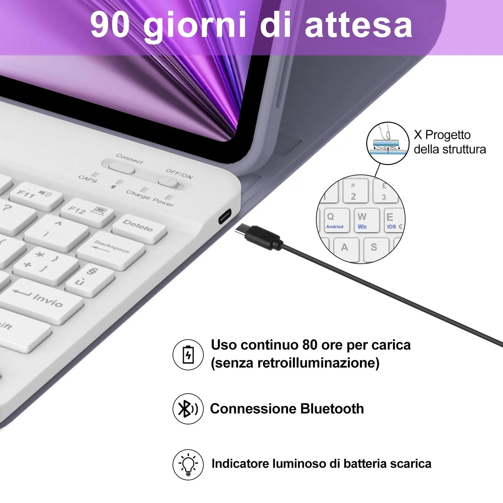 Cover Tastiera per iPad Air 11 M4 2026/M3 2025/M2 2024 11 Pollici - immagine 4