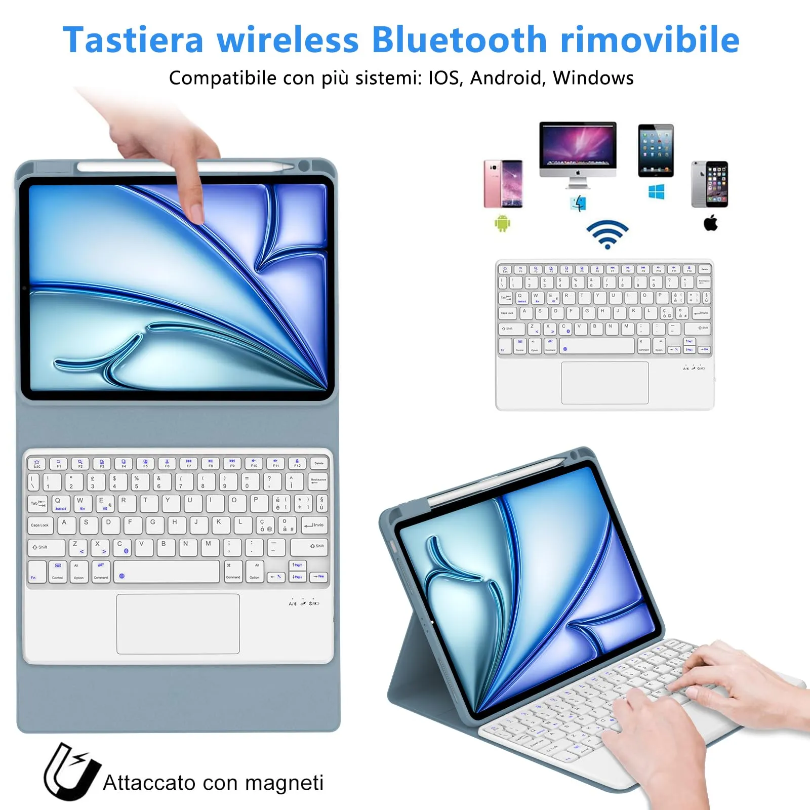 Cover Tastiera per iPad Air 11 M4 2026/M3 2025/M2 2024 11 Pollici - immagine 3