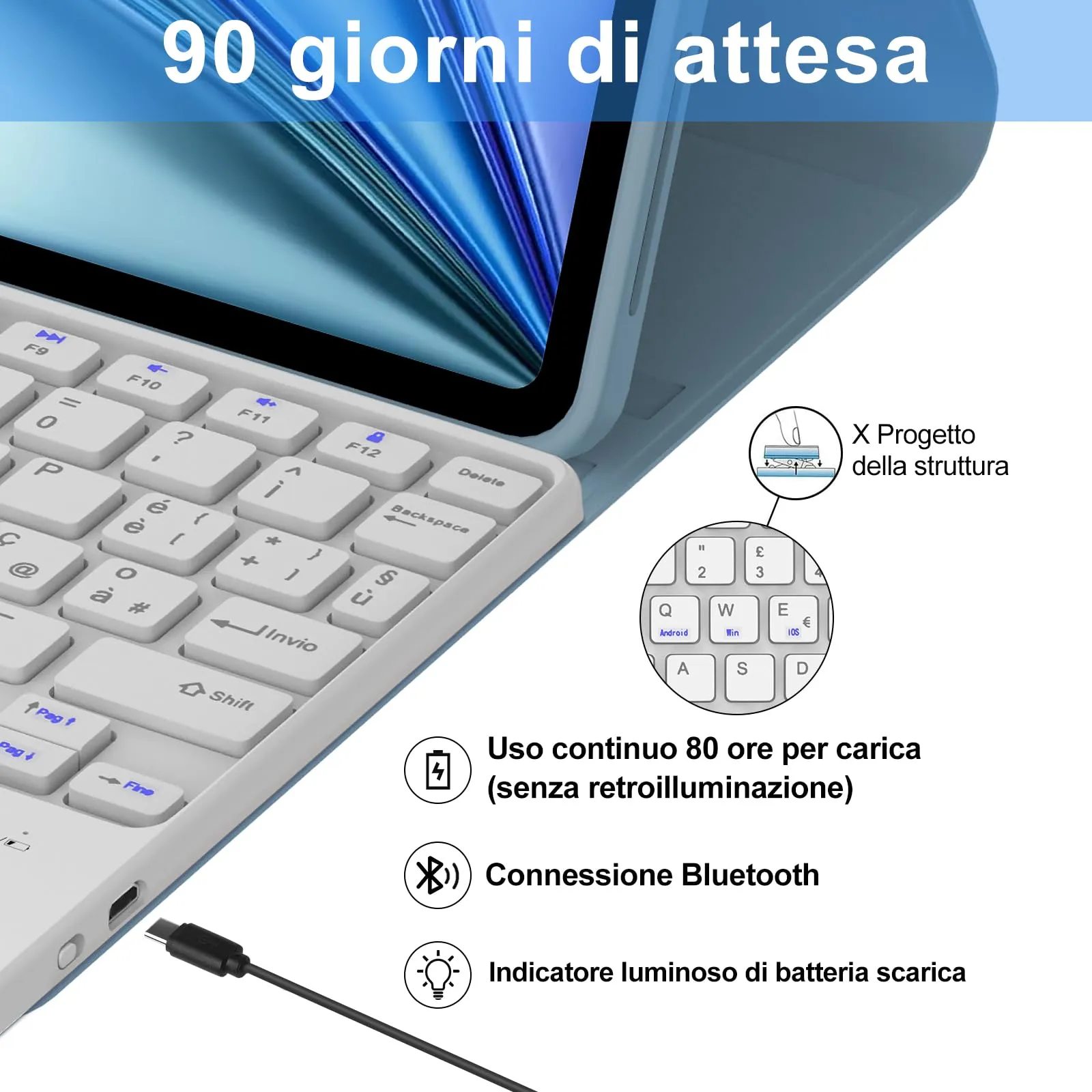 Cover Tastiera per iPad Air 11 M4 2026/M3 2025/M2 2024 11 Pollici - immagine 4
