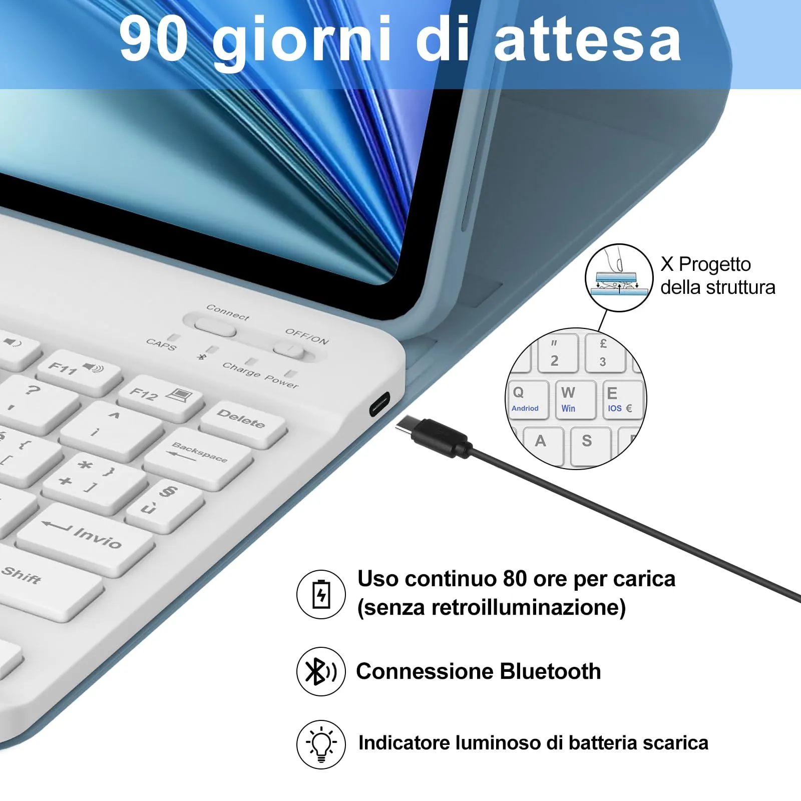 Cover Tastiera per iPad Air 11 M4 2026/M3 2025/M2 2024 11 Pollici - immagine 4