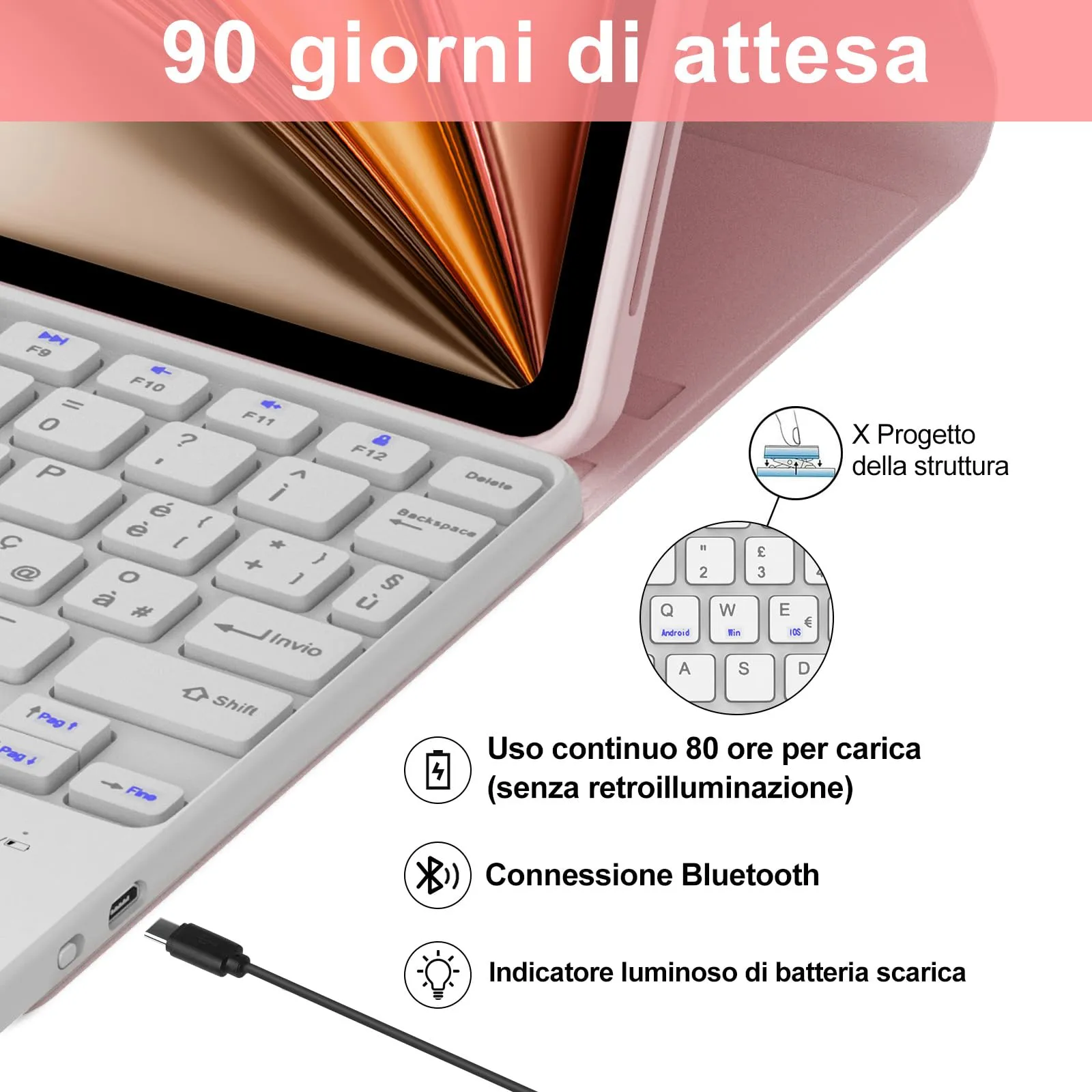 Cover Tastiera per iPad Air 11 M4 2026/M3 2025/M2 2024 11 Pollici - immagine 4