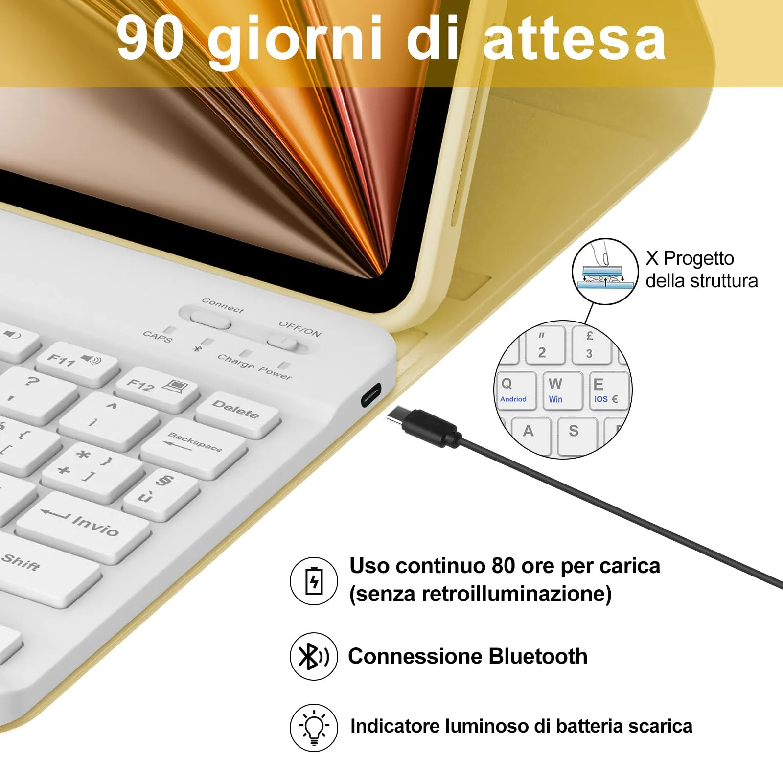 Cover Tastiera per iPad Air 11 M4 2026/M3 2025/M2 2024 11 Pollici - immagine 4