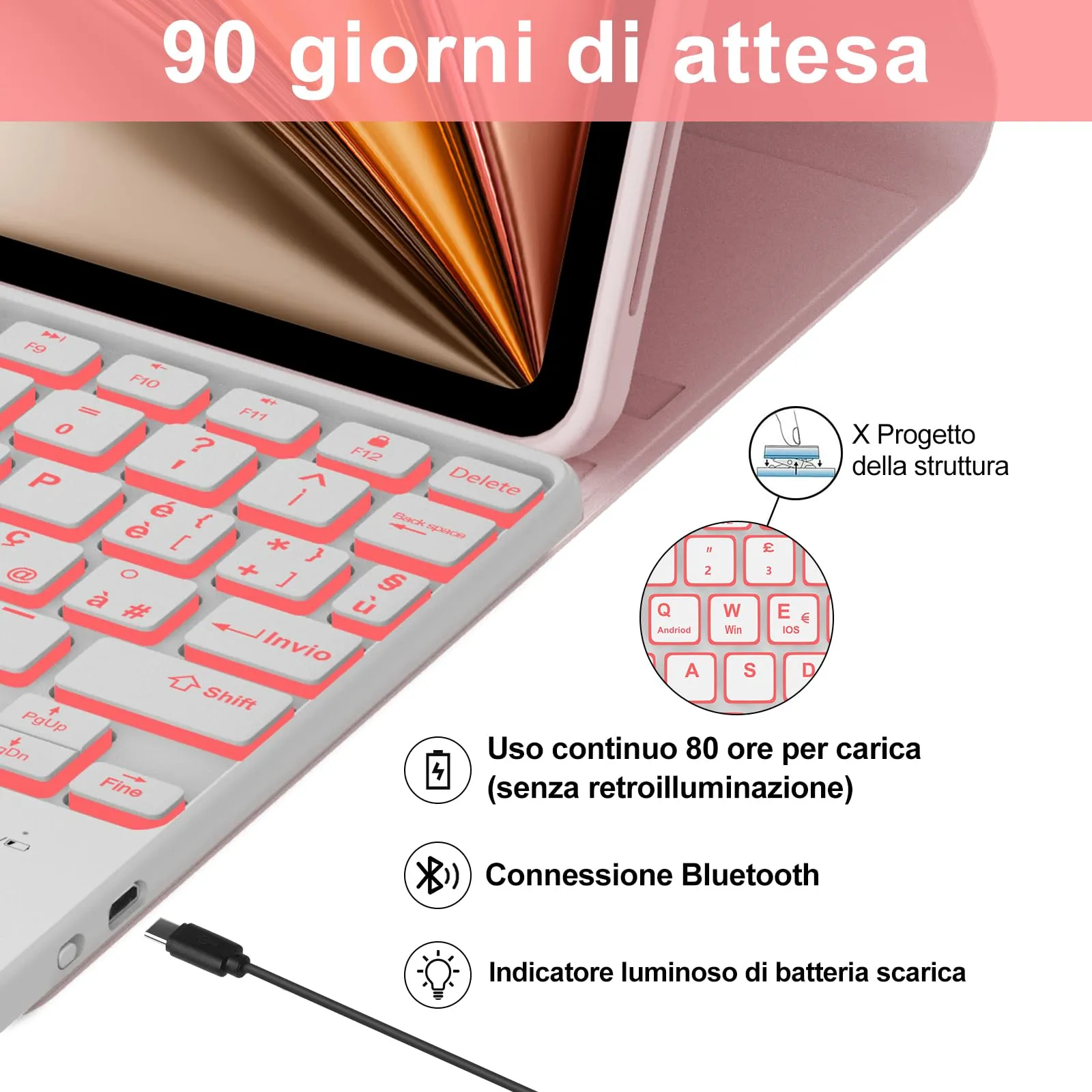 Cover Tastiera per iPad Air 11 M4 2026/M3 2025/M2 2024 11 Pollici - immagine 4