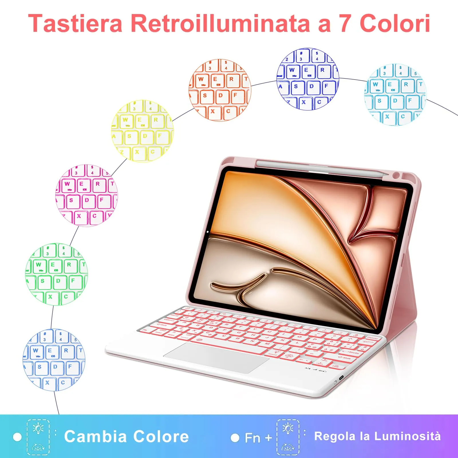 Cover Tastiera per iPad Air 11 M4 2026/M3 2025/M2 2024 11 Pollici - immagine 5
