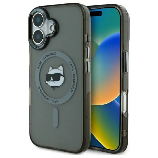 Custodia MagSafe per Apple iPhone 16, Karl Lagerfeld, IML Metal Choupette's Head, Nera - immagine 1