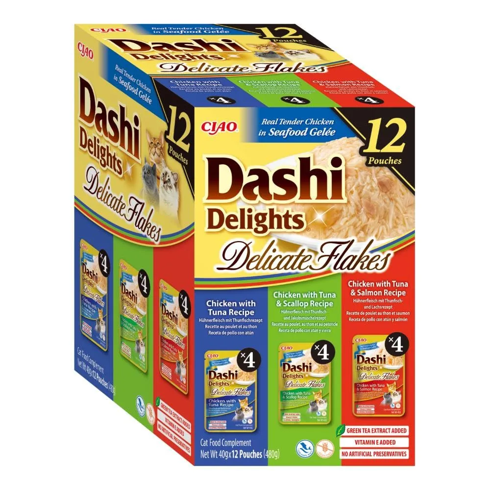 INABA Dashi Delights, Multipack Pollo, Tonno, Capesante e Salmone, 480g - immagine 1