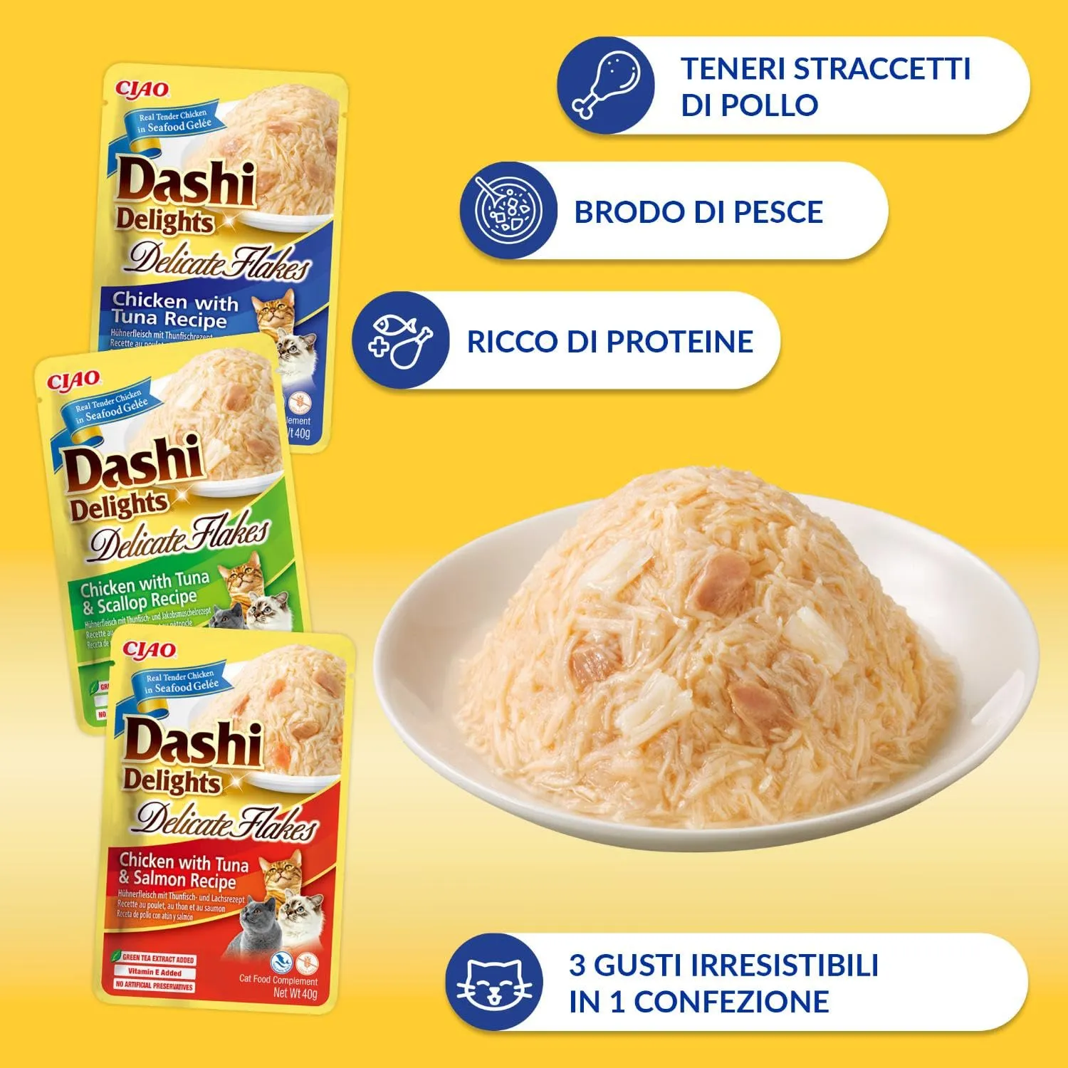 INABA Dashi Delights, Multipack Pollo, Tonno, Capesante e Salmone, 480g - immagine 3
