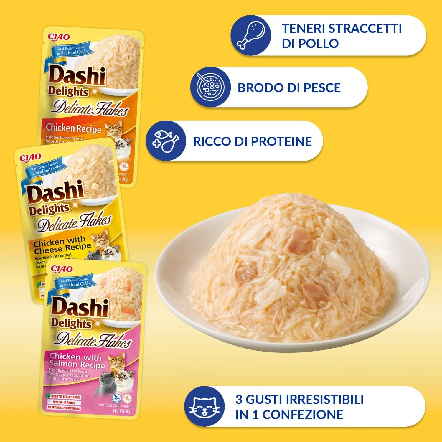 INABA Dashi Delights Gatti, Multipack Pollo, Formaggio e Salmone, 480g - immagine 3