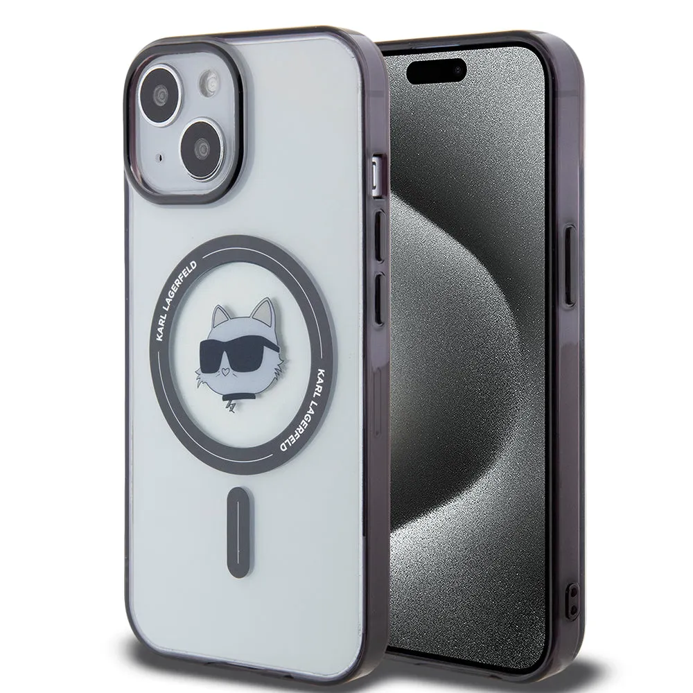 Custodia MagSafe per Apple iPhone 15, Karl Lagerfeld, IML Choupette's Head, Trasparente - immagine 1