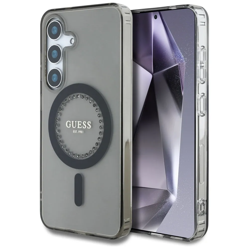 Custodia MagSafe per Samsung Galaxy S25 S931, Guess, IML Rhinestone, Nera - immagine 1