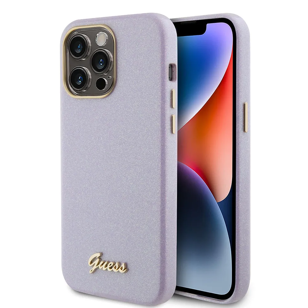Custodia MagSafe per Apple iPhone 15 Pro Max, Guess, Glitter Full Wrapped, Viola - immagine 1
