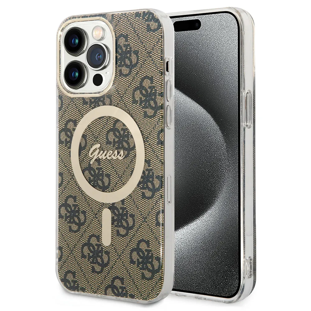 Custodia MagSafe per Apple iPhone 15 Pro Max, Guess, 4G IML, Marrone - immagine 1