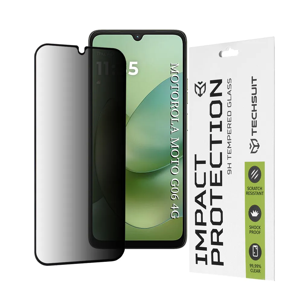 Pellicola Protettiva Schermo Privacy Techsuit per Motorola Moto G06 Power / G06, Vetro Temperato, Full Glue, 111D - immagine 1