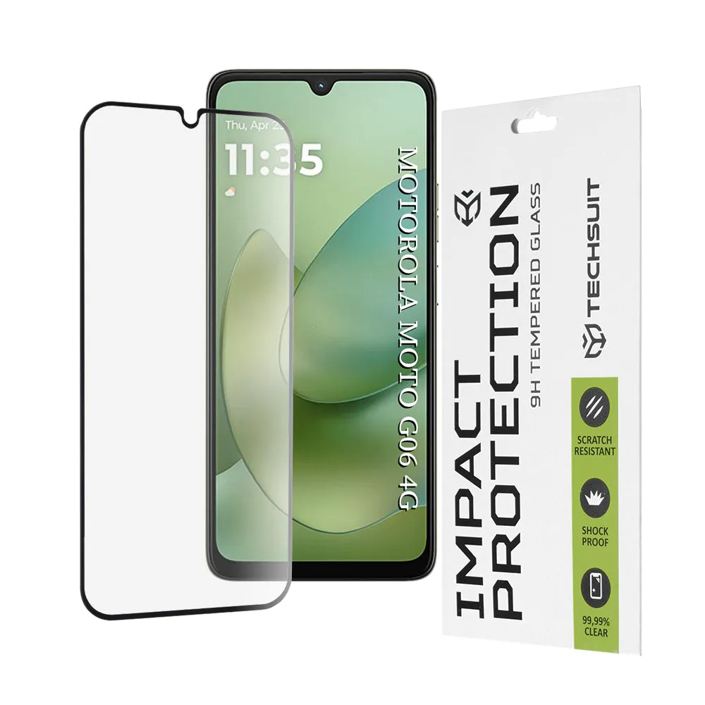 Pellicola protettiva schermo Techsuit per Motorola Moto G06 Power / G06, Vetro Temperato, Full Glue, 111D, Nera - immagine 1