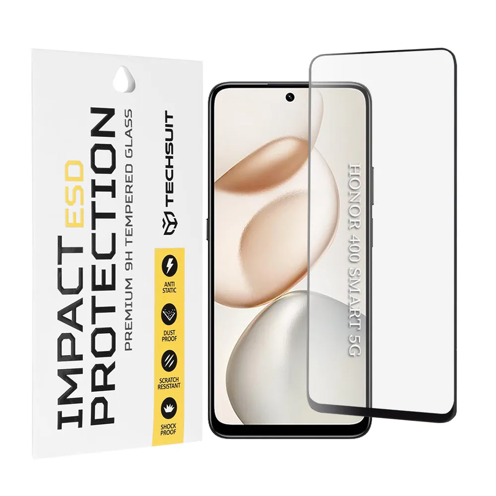 Pellicola protettiva per schermo Techsuit per Honor 400 Smart 4G / X7d 4G / 400 Smart 5G / X7c / 200 Smart / X7b 5G, Vetro Temperato, Full Glue, Nera - immagine 1