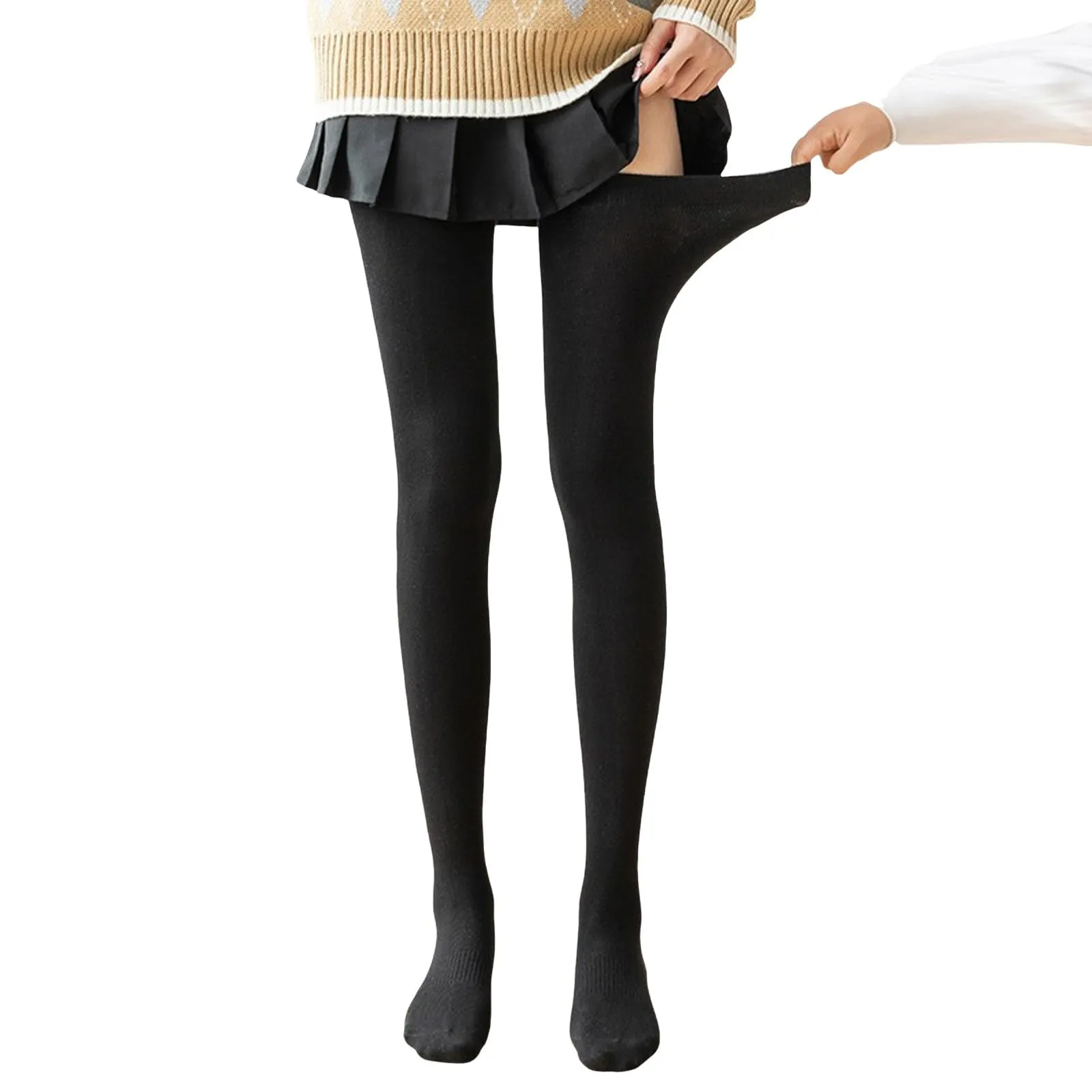 Generico Calze Invernali Donna, Calzini Antiscivolo da Donna Extra Lunghi sopra Il Ginocchio Alti Fino alla Coscia Alti JK in Cotone Pettinato con Cintura in Silicone da Autunno/Inverno. - immagine 5