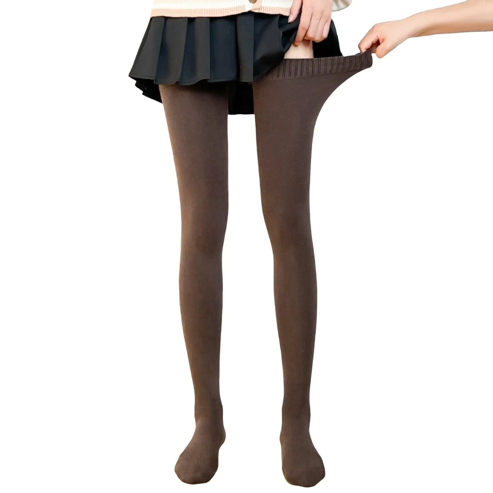 Generico Calze Invernali Donna, Calzini Antiscivolo da Donna Extra Lunghi sopra Il Ginocchio Alti Fino alla Coscia Alti JK in Cotone Pettinato con Cintura in Silicone da Autunno/Inverno. - immagine 5