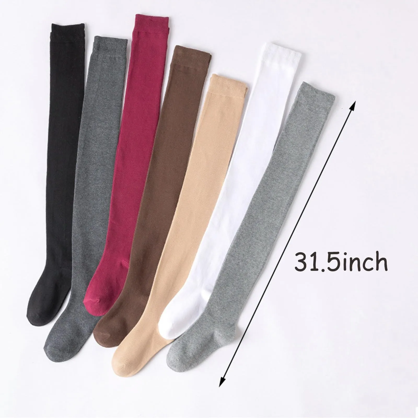 Generico Calze Invernali Donna, Calzini Antiscivolo da Donna Extra Lunghi sopra Il Ginocchio Alti Fino alla Coscia Alti JK in Cotone Pettinato con Cintura in Silicone da Autunno/Inverno. - immagine 3