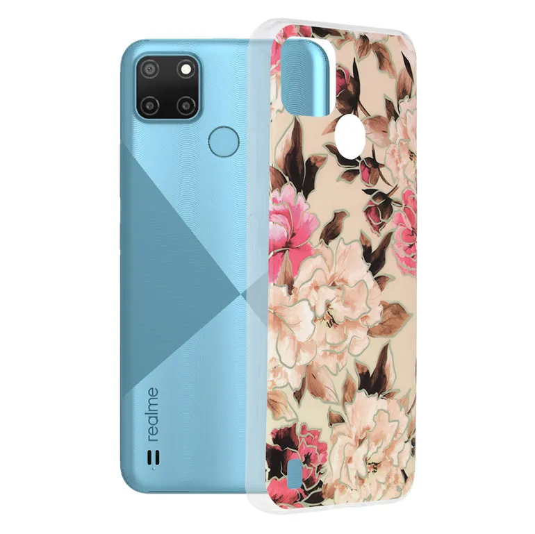 Custodia per Realme C21Y / C25Y, Techsuit, Marble, Beige - immagine 1