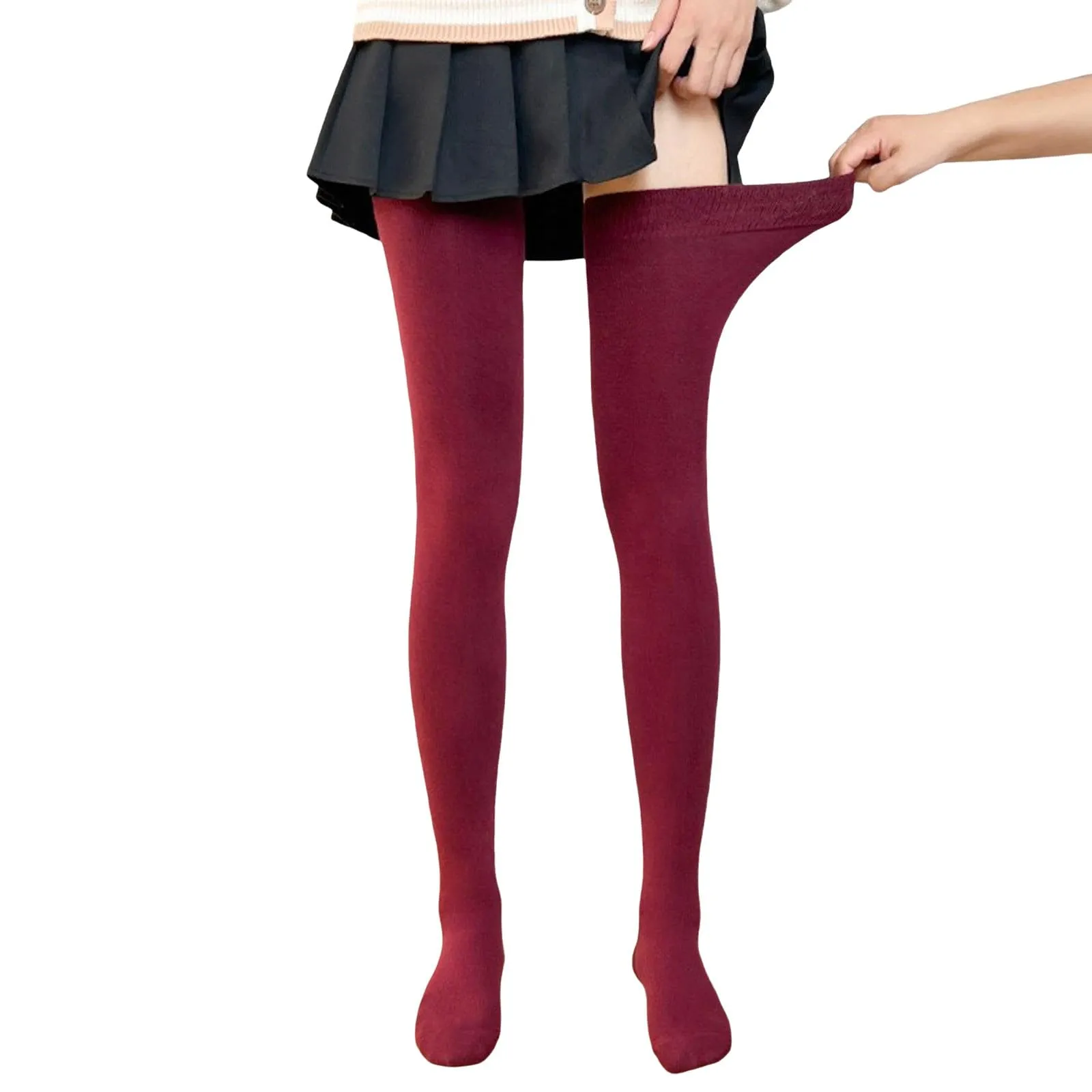 Generico Calze Invernali Donna, Calzini Antiscivolo da Donna Extra Lunghi sopra Il Ginocchio Alti Fino alla Coscia Alti JK in Cotone Pettinato con Cintura in Silicone da Autunno/Inverno. - immagine 5