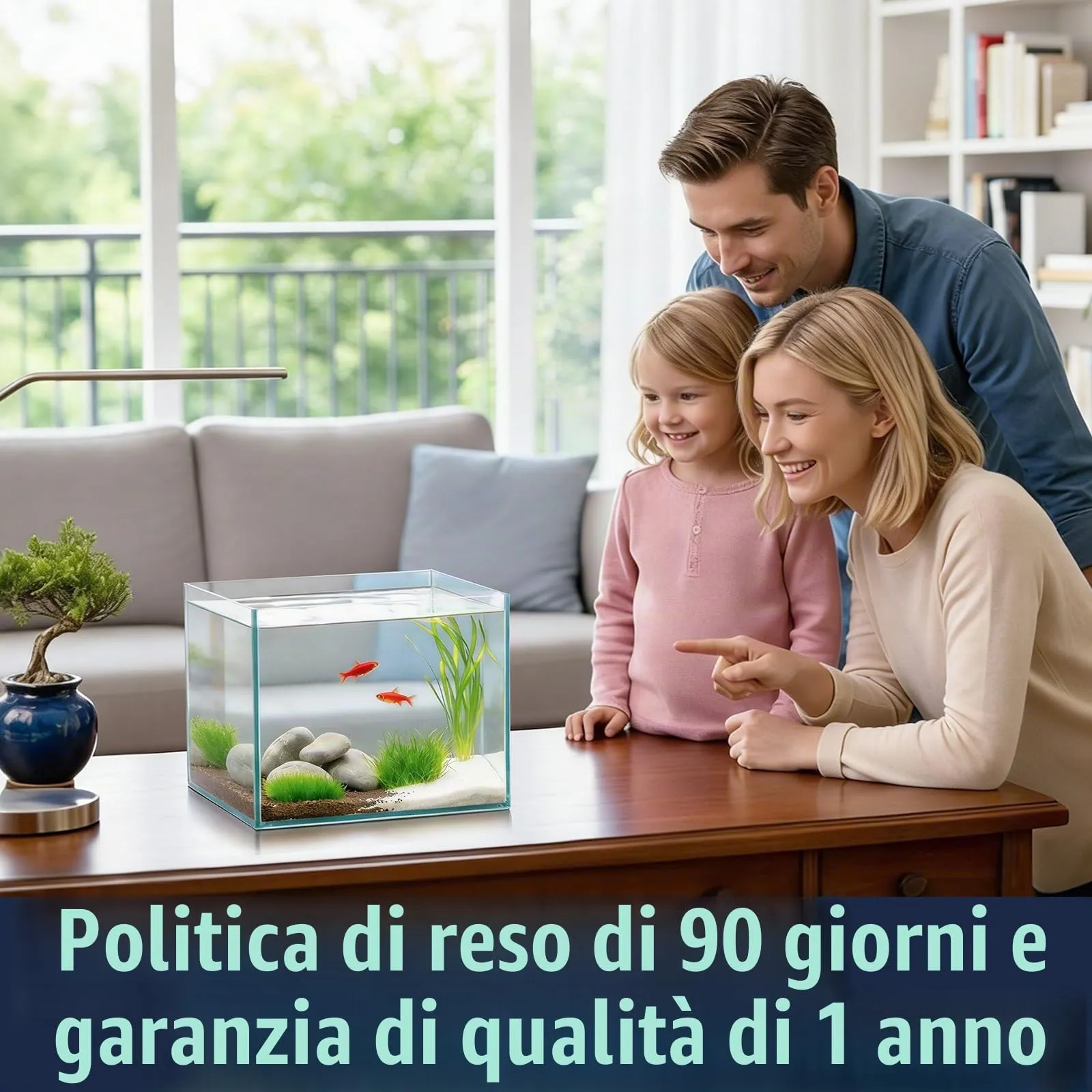LAQUAL Kit acquario da 3.8 L con rete, sifone per acqua & 2 panni pulizia, vetro cristallino, piccolo acquario per Betta & pesci rossi, bella decorazione casa - immagine 6