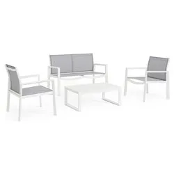 Set da esterno alluminio, textilene KALLEN 4 posti Bianco 0663601 - immagine 1