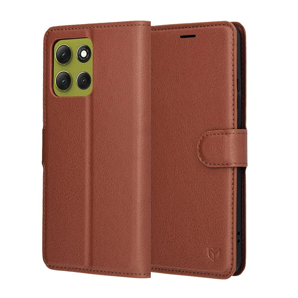 Custodia per Motorola Moto G86, Techsuit, Leather Folio, Marrone - immagine 1