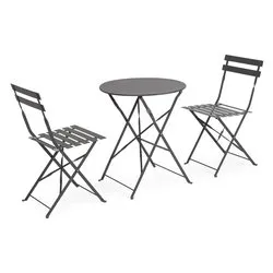 Set tavolo e sedie acciaio AUSTIN 2 posti Antracite 0804925 - immagine 1