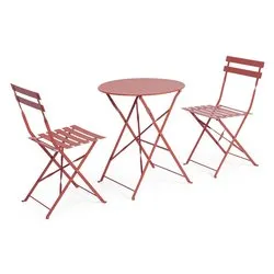 Set tavolo e sedie acciaio AUSTIN 2 posti Terracotta 0804923 - immagine 1