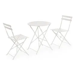 Set tavolo e sedie acciaio AUSTIN 2 posti Bianco 0804921 - immagine 1