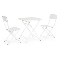 Set tavolo e sedie acciaio YVONNE 2 posti Bianco 0803566 - immagine 1
