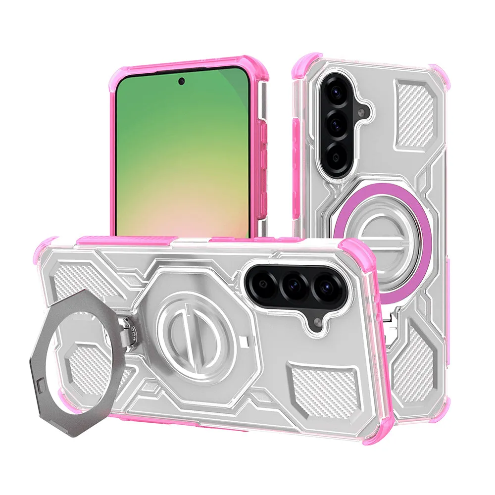 Custodia per Samsung Galaxy A56 A566, Techsuit, Carbon Shield Pro, Rosa - immagine 1