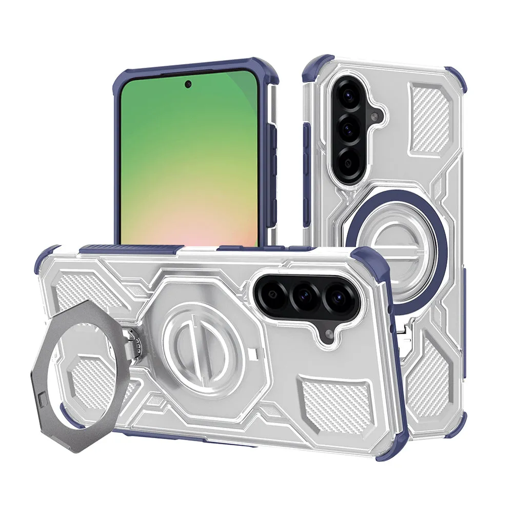 Custodia per Samsung Galaxy A56 A566, Techsuit, Carbon Shield Pro, Blu - immagine 1