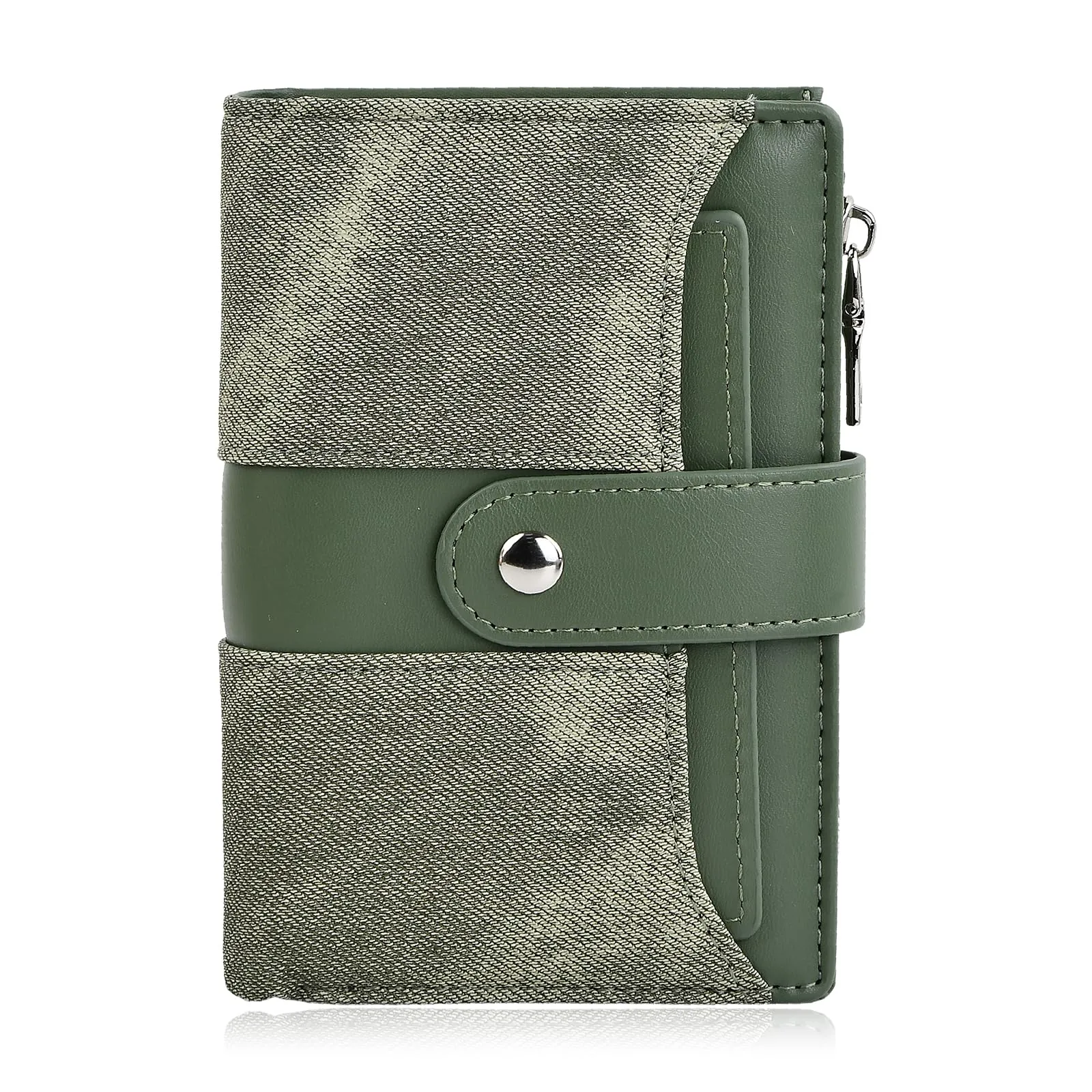 Rieoany Petit Portefeuille Femme en PU 14×9×4 cm, Vert - immagine 2
