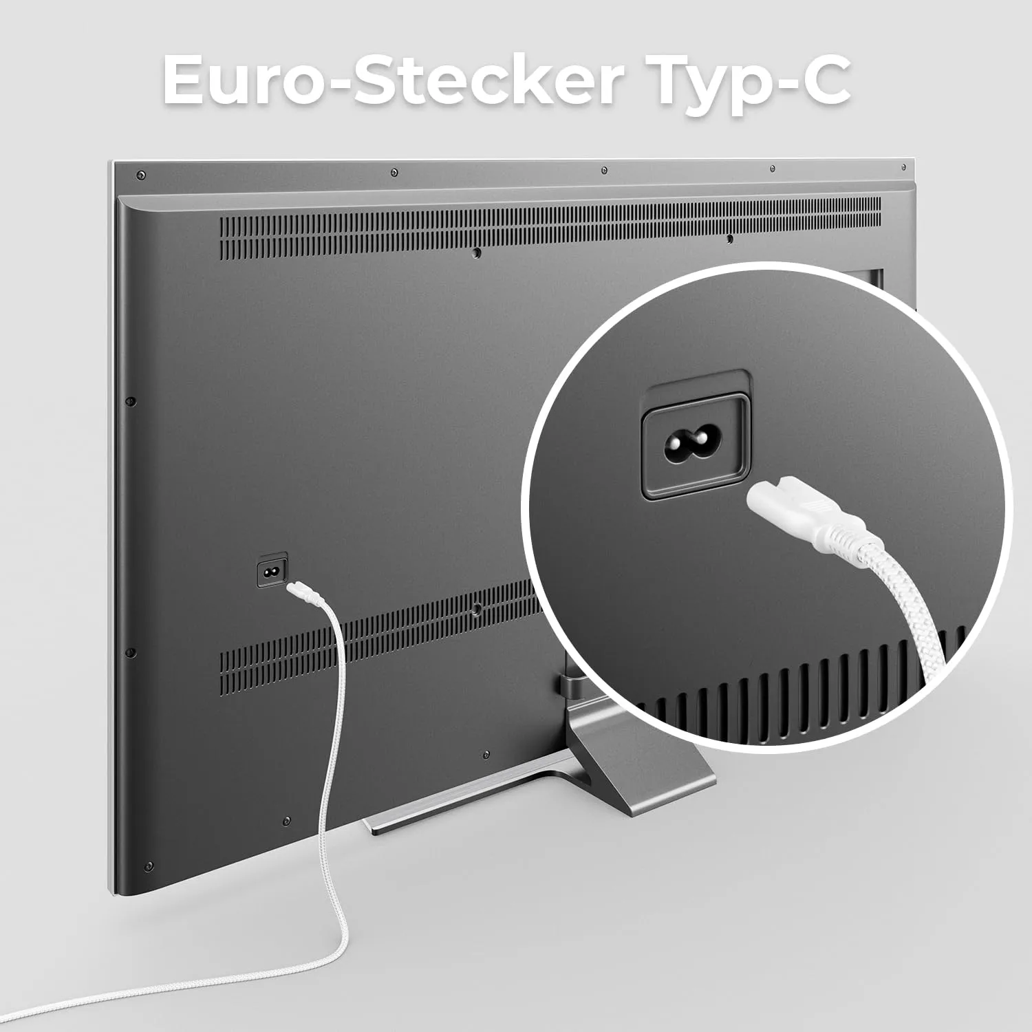 deleyCON 7,5m Cavo di Alimentazione Elettrico Spina Euro Tipo c a C7 (in Nylon) Connettore Piatto 2,5A per Presa C8 TV Soundbar PS4 PS5 Alimentatori Piccoli Elettrodomestici ecc. - Bianco - immagine 7