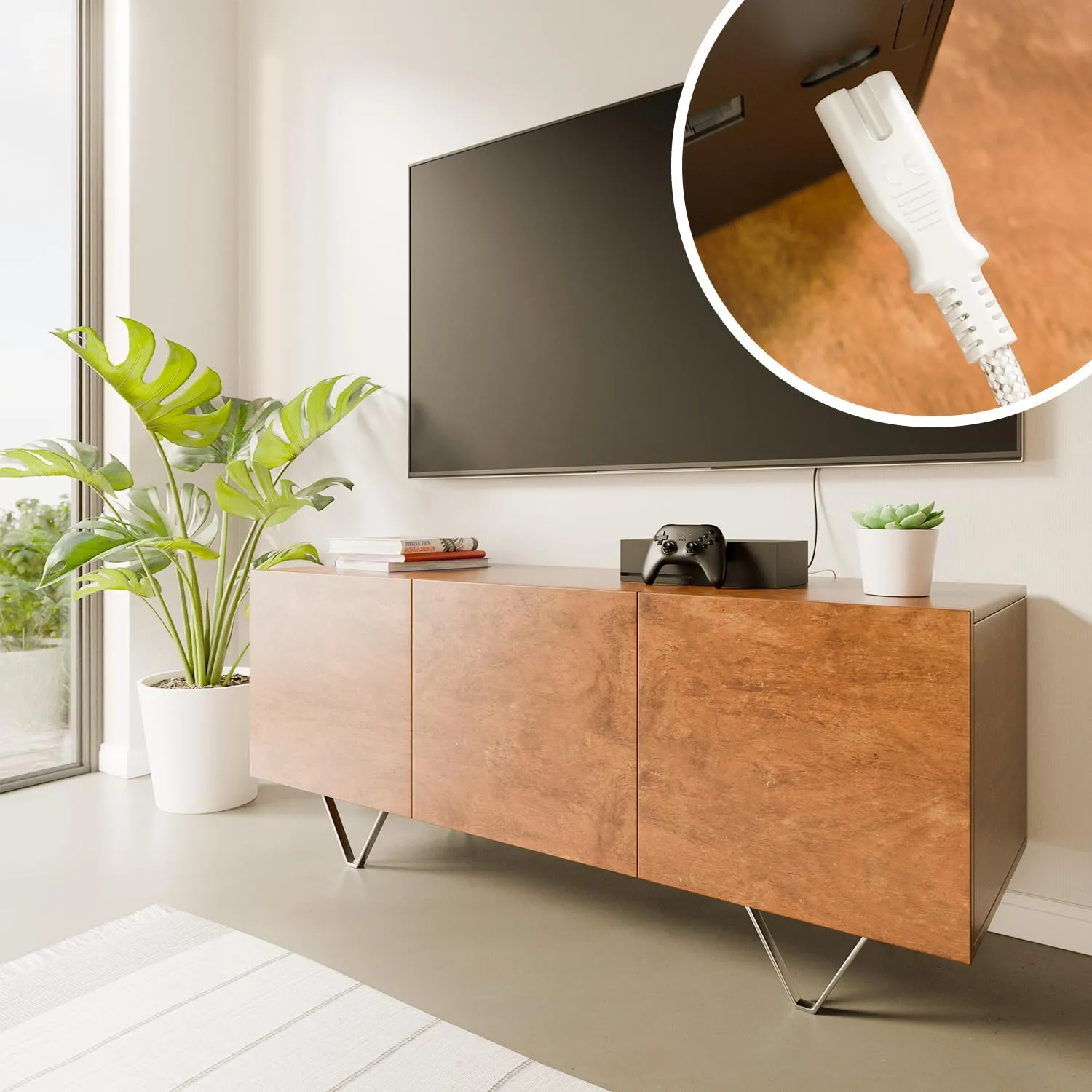 deleyCON 5m Cavo di Alimentazione Elettrico Spina Euro Tipo c a C7 (in Nylon) Connettore Piatto 2,5A per Presa C8 TV Soundbar PS4 PS5 Alimentatori Piccoli Elettrodomestici ecc. - Bianco - immagine 5