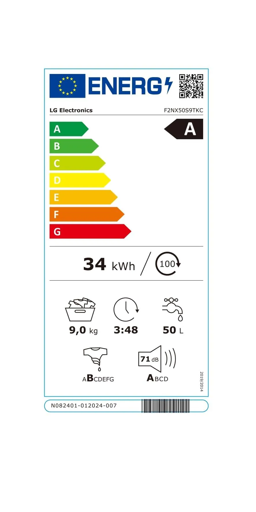 LG F2NX50S9TKC Next AI DD Lavatrice Slim 9kg Classe A-30%, Bianco/Nero - immagine 15