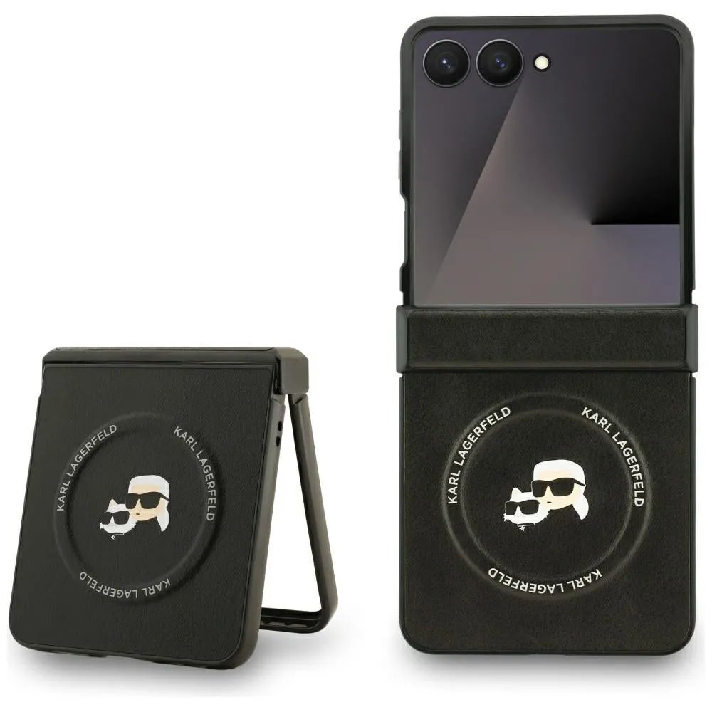 Custodia MagSafe per Samsung Galaxy Z Flip7 F766, Karl Lagerfeld, Karl & Choupette Pins, Nera - immagine 1